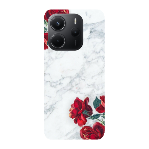 Xiaomi Redmi Note 14 Marble and roses Transparent Silicone TPU Θήκη