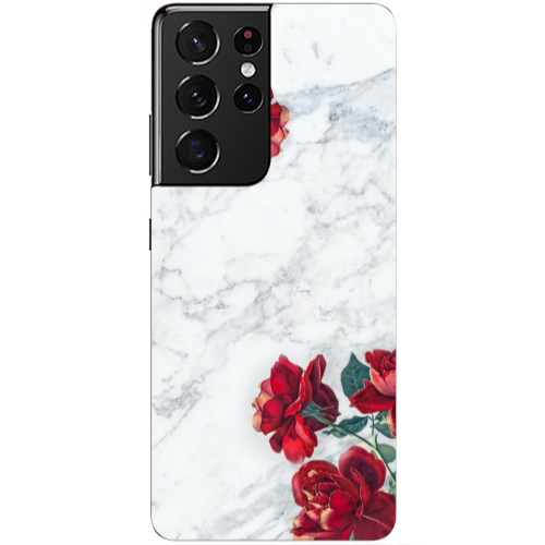 Samsung S21 Ultra Marble and roses Transparent Silicone TPU Θήκη