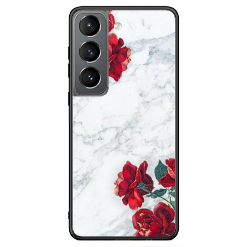 Samsung S21 Ultra Marble and roses Black Glossy Θήκη