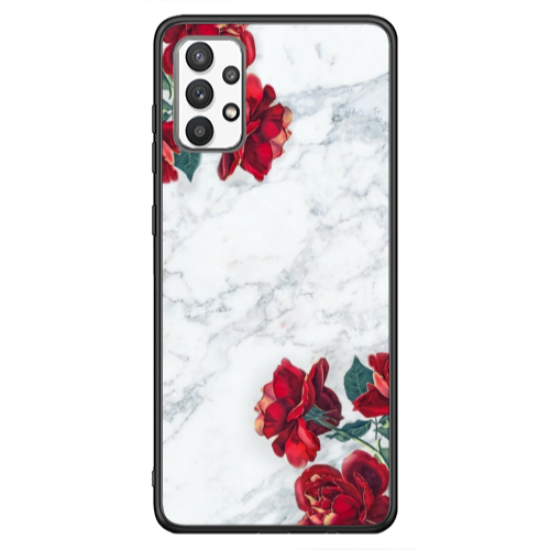 Samsung A13 4G Marble and roses Black Glossy Θήκη