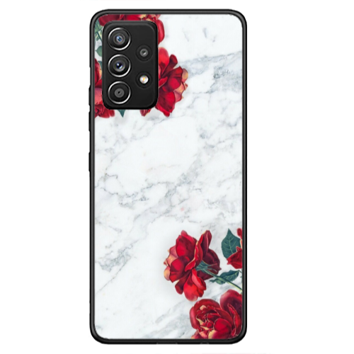Samsung A53 Marble and roses Black Glossy Θήκη