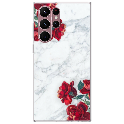 Samsung S22 Ultra Marble and roses Transparent Silicone TPU Θήκη