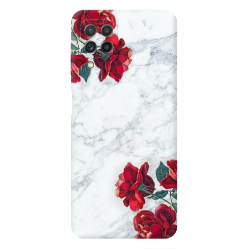 Samsung A22 4G Marble and roses Transparent Silicone TPU Θήκη