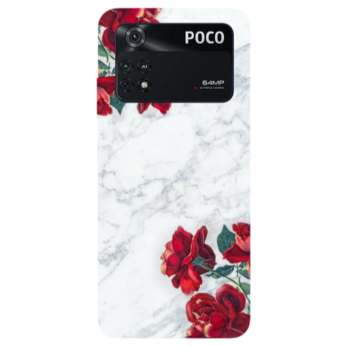 Xiaomi Poco M4 Pro 4G Marble and roses Transparent Silicone TPU Θήκη