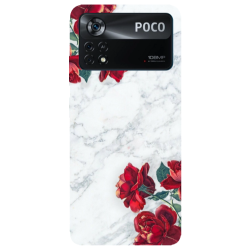 Xiaomi Poco X4 Pro Marble and roses Transparent Silicone TPU Θήκη