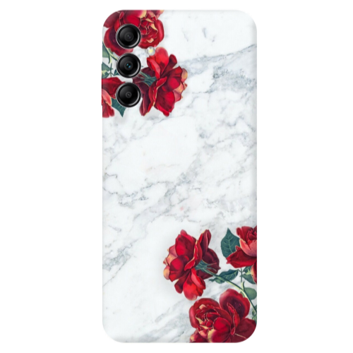 Samsung A14 5G Marble and roses Transparent Silicone TPU Θήκη