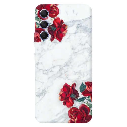 Samsung A34 Marble and roses Transparent Silicone TPU Θήκη
