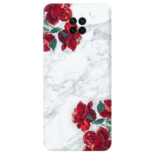 Xiaomi Redmi Note 9S Marble and roses Transparent Silicone TPU Θήκη