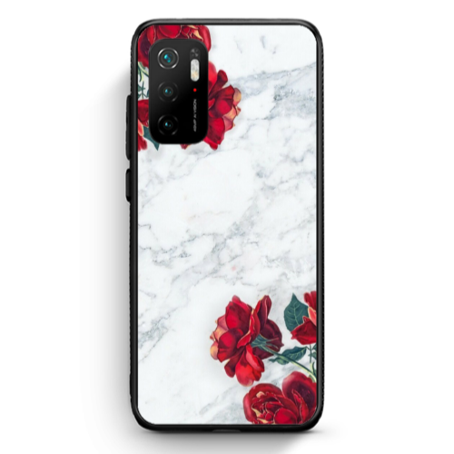 Xiaomi Poco M3 Pro Marble and roses Black Glossy Θήκη