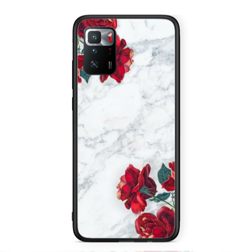 Xiaomi Poco X3 GT Marble and roses Black Glossy Θήκη