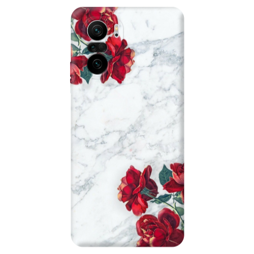 Xiaomi Poco F3 Marble and roses Transparent Silicone TPU Θήκη