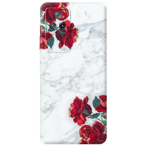Xiaomi Poco F4 Marble and roses Transparent Silicone TPU Θήκη
