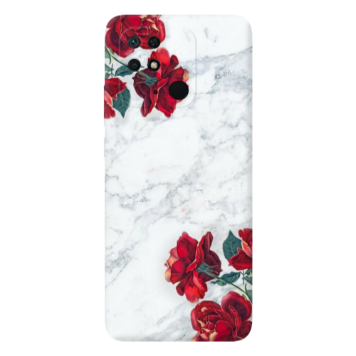 Xiaomi Poco C40 Marble and roses Transparent Silicone TPU Θήκη