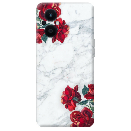Oppo Reno 7 Lite Marble and roses Transparent Silicone TPU Θήκη