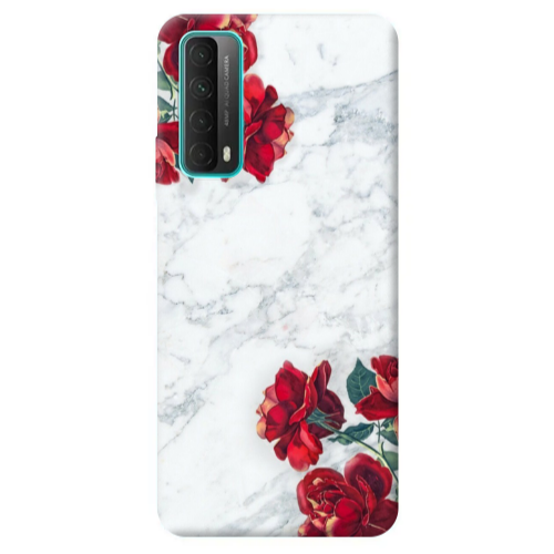 Huawei P Smart 2021 Marble and roses Transparent Silicone TPU Θήκη