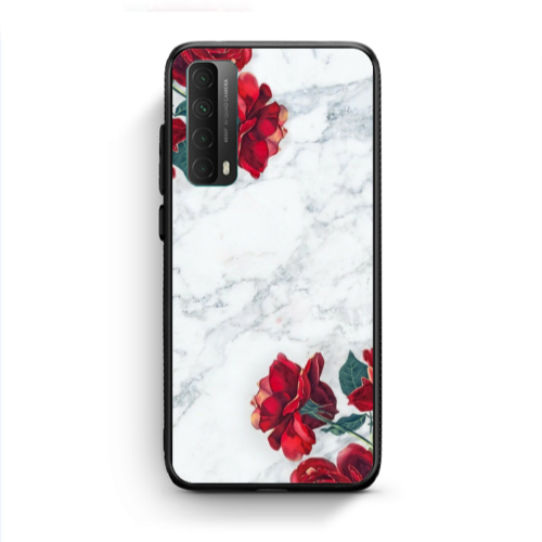 Huawei P Smart 2021 Marble and roses Black Glossy Θήκη