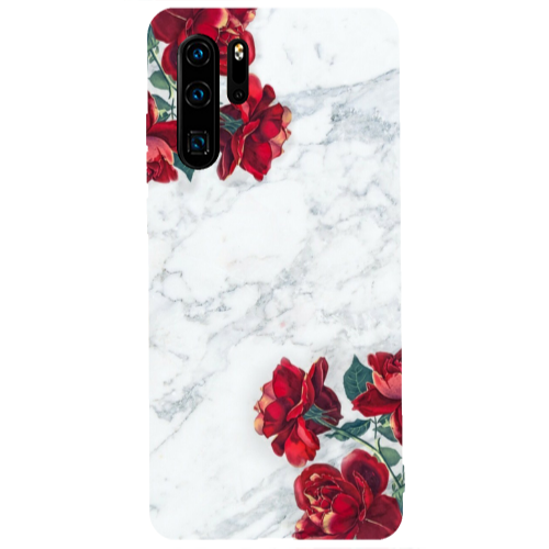 Huawei P30 Pro Marble and roses Transparent Silicone TPU Θήκη