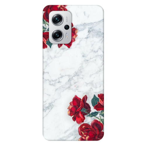 Xiaomi Poco X4 GT Marble and roses Transparent Silicone TPU Θήκη