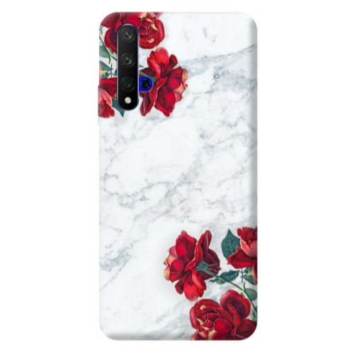 Huawei Nova 5 T Marble and roses Transparent Silicone TPU Θήκη
