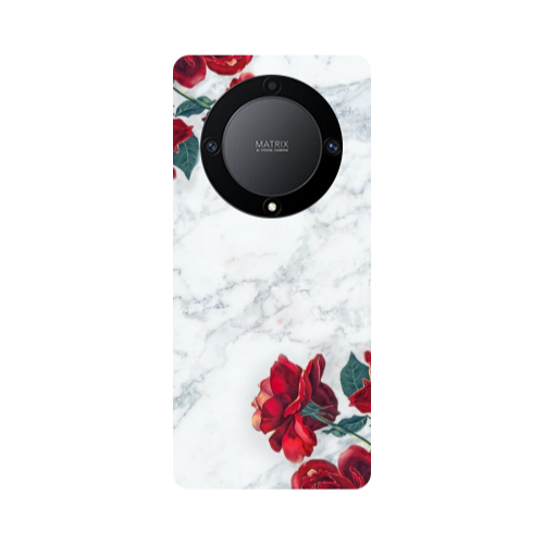 Honor Magic5 Lite 5G Marble and roses Transparent Silicone TPU Θήκη