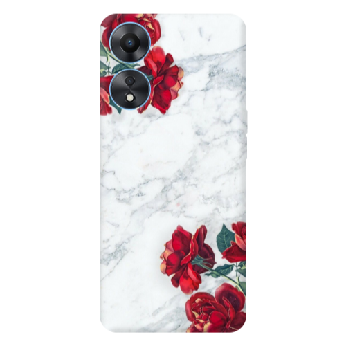 Oppo A 98 Marble and roses Transparent Silicone TPU Θήκη