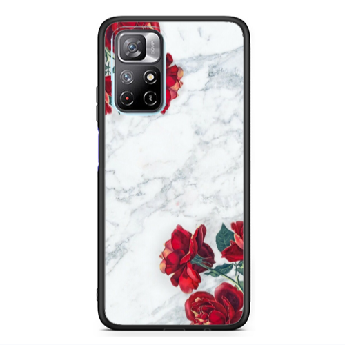 Xiaomi Poco M4 Pro 5G Marble and roses Black Glossy Θήκη