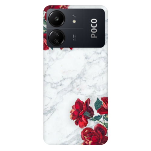Xiaomi Poco C65 Marble and roses Transparent Silicone TPU Θήκη