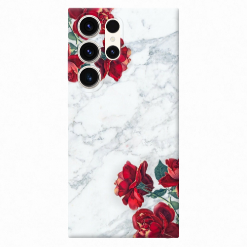 Samsung S24 Ultra Marble and roses Transparent Silicone TPU Θήκη