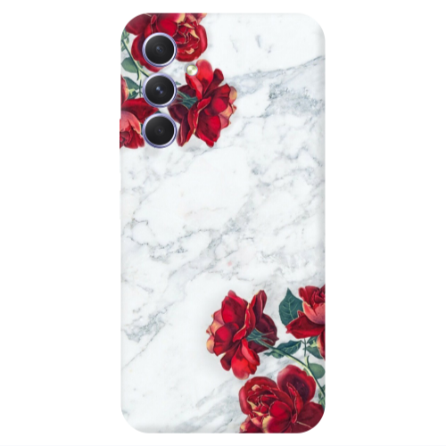 Samsung A55 Marble and roses Transparent Silicone TPU Θήκη