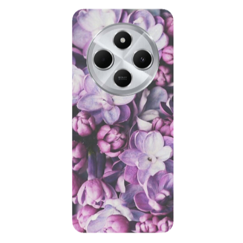 Xiaomi Redmi 14c Purple Flowers Transparent Silicone TPU Θήκη