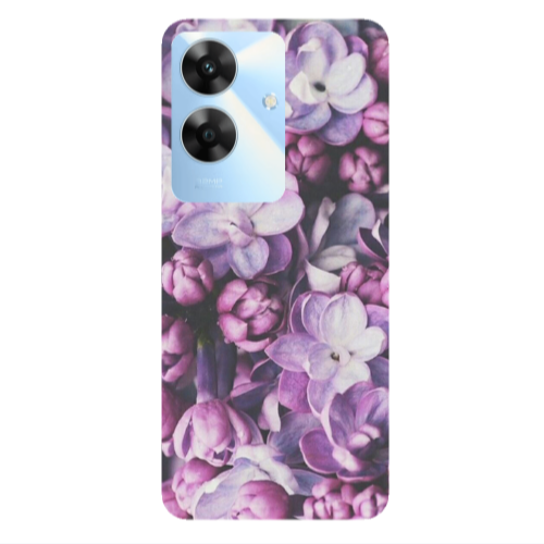 Realme Note 60 Purple Flowers Transparent Silicone TPU Θήκη