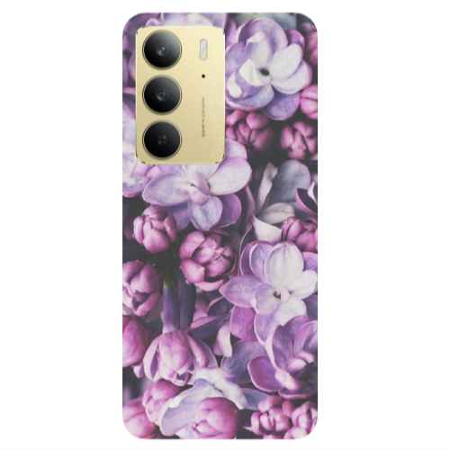 Realme C 75 Purple Flowers Transparent Silicone TPU Θήκη