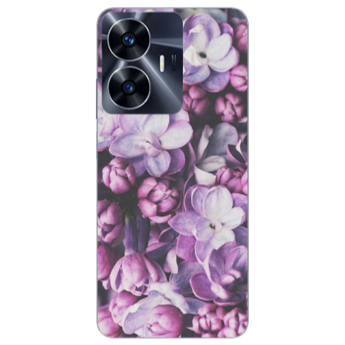 Realme Note 50 Purple Flowers Transparent Silicone TPU Θήκη