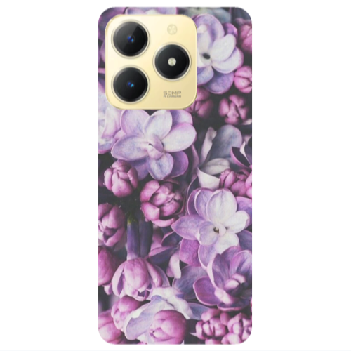 Realme C61 Purple Flowers Transparent Silicone TPU Θήκη