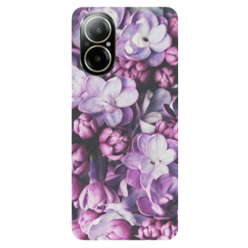 Realme C67 Purple Flowers Transparent Silicone TPU Θήκη
