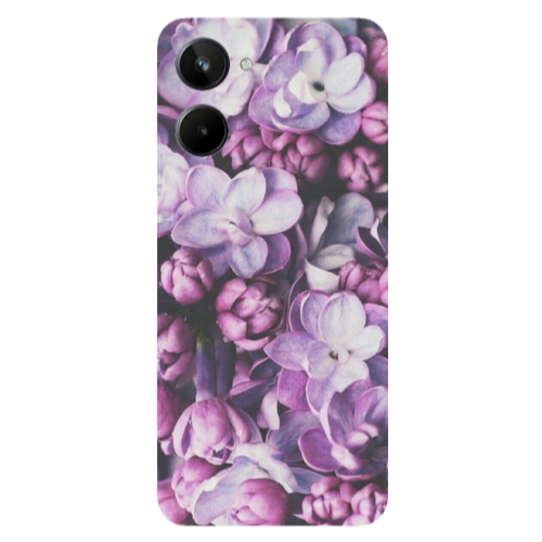 Realme 10 Purple Flowers Transparent Silicone TPU Θήκη
