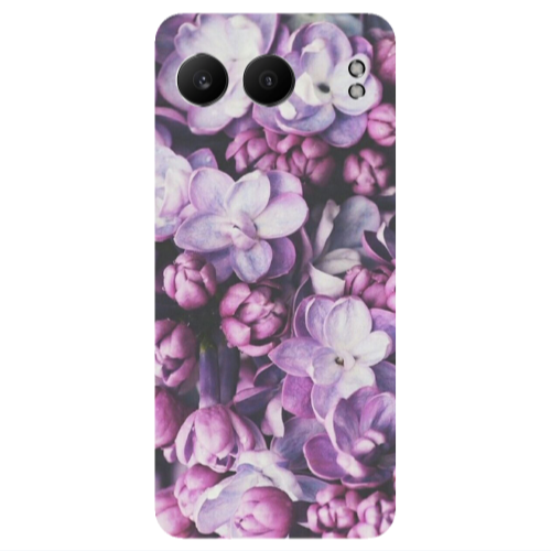 Oneplus Nord 4 Purple Flowers Transparent Silicone TPU Θήκη