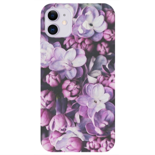 Apple iPhone 11  Purple Flowers Transparent Silicone TPU Θήκη