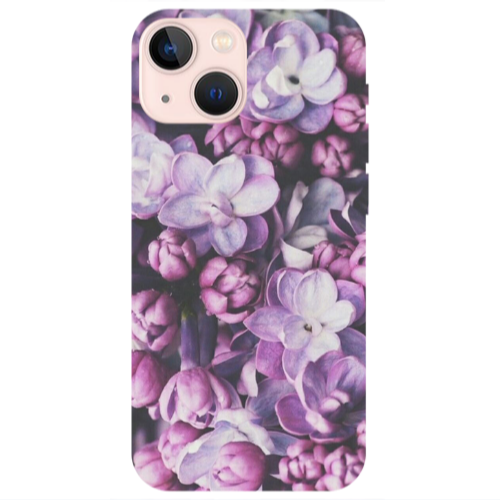 Apple iPhone 13 Purple Flowers Transparent Silicone TPU Θήκη