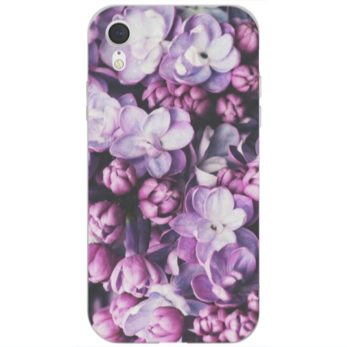 Apple iPhone Xr Purple Flowers Transparent Silicone TPU Θήκη