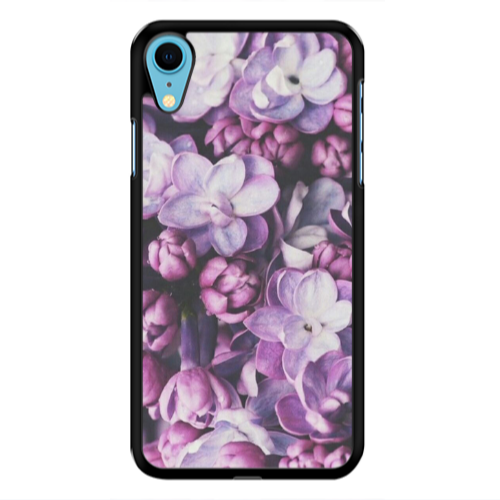Apple iPhone Xr Purple Flowers Black Glossy Θήκη