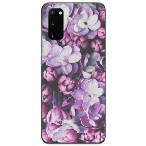 Samsung S20 Purple Flowers Transparent Silicone TPU Θήκη