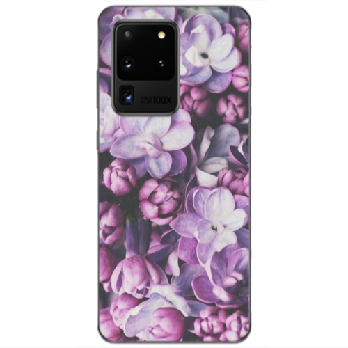 Samsung S20 Ultra Purple Flowers Transparent Silicone TPU Θήκη