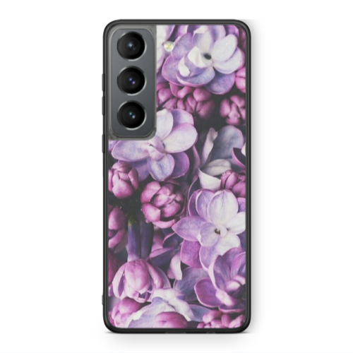Samsung S21 Purple Flowers Black Glossy Θήκη