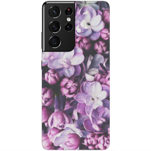 Samsung S21 Ultra Purple Flowers Transparent Silicone TPU Θήκη