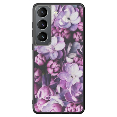 Samsung S21 Ultra Purple Flowers Black Glossy Θήκη