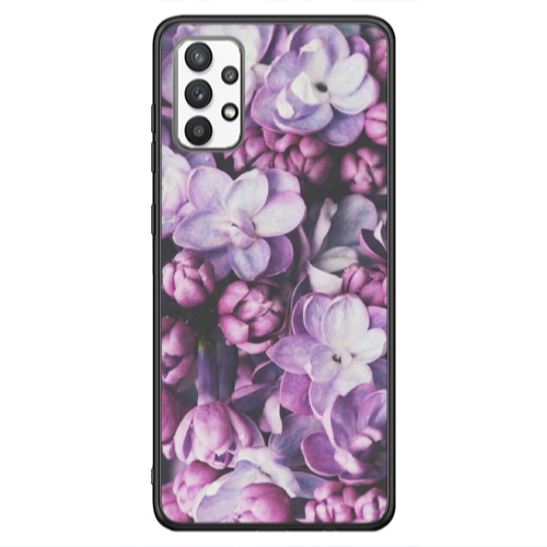 Samsung A13 4G Purple Flowers Black Glossy Θήκη