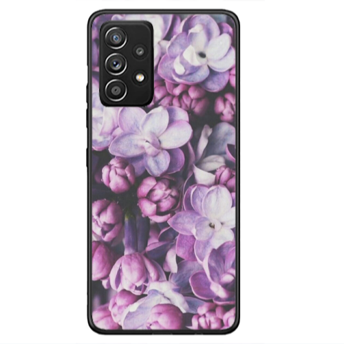 Samsung A53 Purple Flowers Black Glossy Θήκη