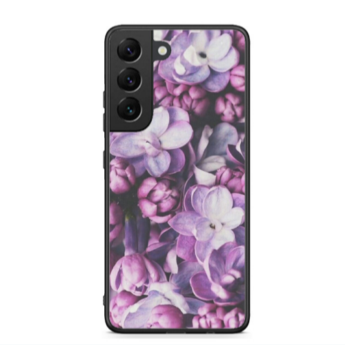 Samsung S22 Plus Purple Flowers Black Glossy Θήκη