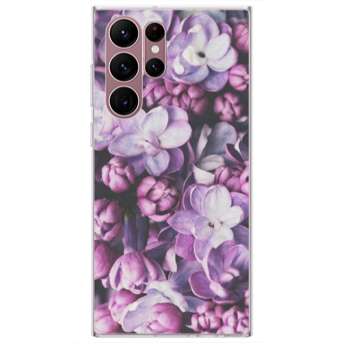 Samsung S22 Ultra Purple Flowers Transparent Silicone TPU Θήκη